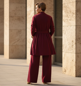 Amara – Dreiteiliges Set aus Shirt, langem Cardigan & weiter Hose