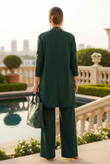 Amara – Dreiteiliges Set aus Shirt, langem Cardigan & weiter Hose