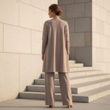 Amara – Dreiteiliges Set aus Shirt, langem Cardigan & weiter Hose