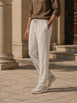 Eike – Leinenhose mit Kordelzug, Naturbeige