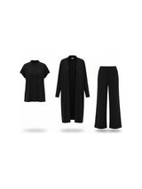 Amara - Dreiteiliges Set aus Shirt, langem Cardigan & weiter Hose