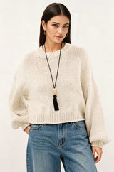 Rosa – Lockerer Strickpullover mit Rundhals