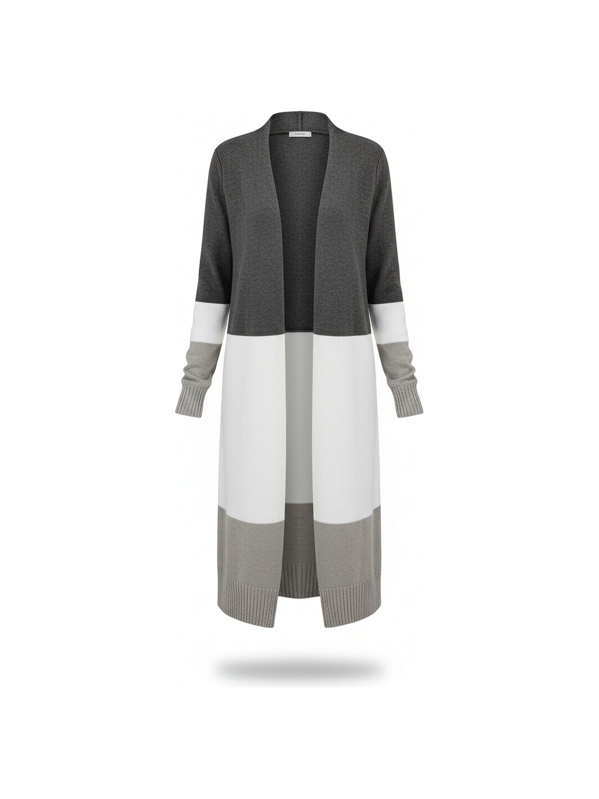 Maja - Lange Strickjacke im Farbblock-Design