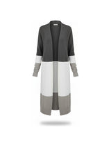 Maja - Lange Strickjacke im Farbblock-Design