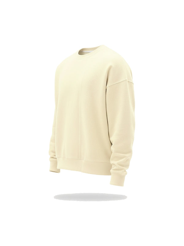 Levi Oversized Sweatshirt mit Rundhals in Wollweiß, freigestellt auf Weiß