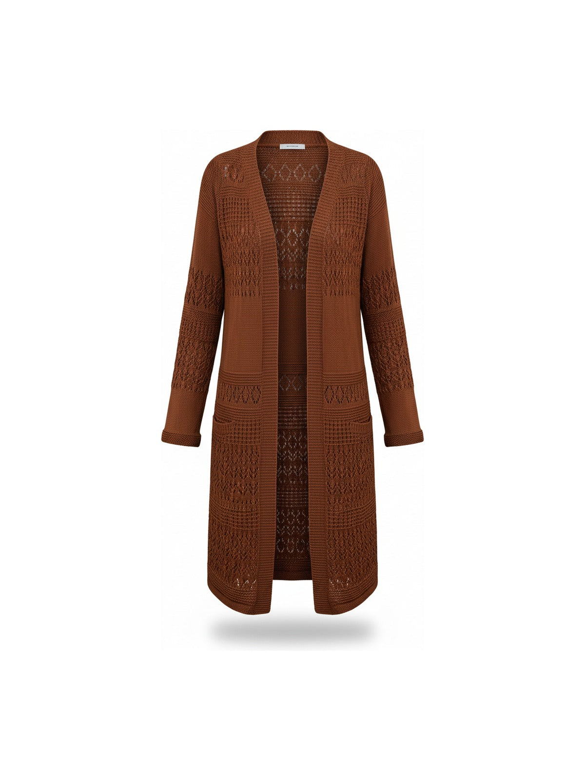 Sina - Lange Strickjacke mit Ajourmuster