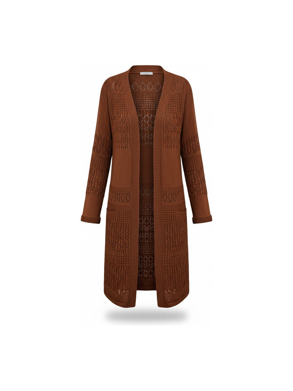 Sina - Lange Strickjacke mit Ajourmuster